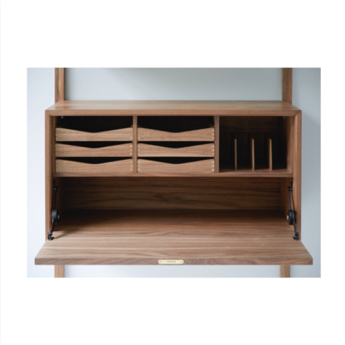 ROYAL SYSTEM Cabinet with writing/bar flap with Workstation