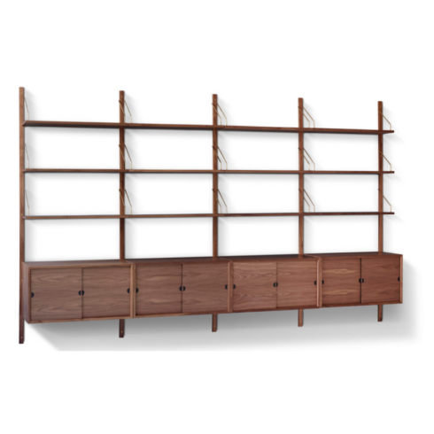 ROYAL SYSTEM Twelve Shelves and Four Sliding Door Cabinets